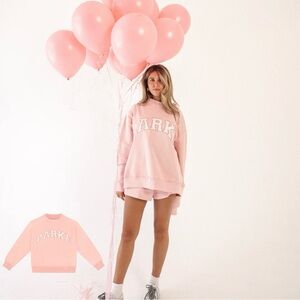 NWT PARKE Varsity Mockneck Sweatshirt Pink